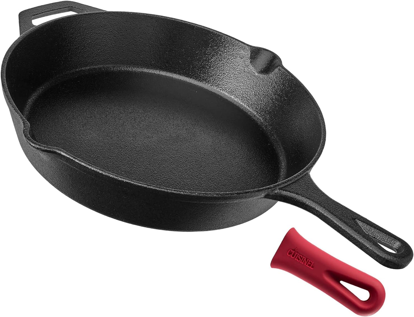 12‑Inch Cast Iron Skillet – Pre‑Seasoned Frying Pan with Assist Handle & Silicone Handle Holder – Oven, Stovetop, Grill & Campfire Safe Cookware – PFAS & Pfoa‑Free