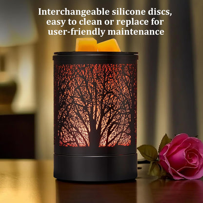 Fragrance Wax Melts Warmer with 7 Colors LED Changing Light Classic Black Forest Design Scent Oil Candle Warmer for Home Black Forest