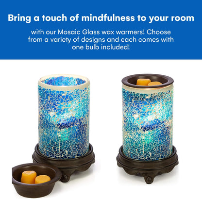 Wall Plug-In Wax Warmer - Mosaic Glass Mediterranean Blue Electric Fragrance Candle Warmer and Night Light - for Scented Wax, Essential Oils, Candle Wax Melts, Tarts - Scent Warmer Night Light