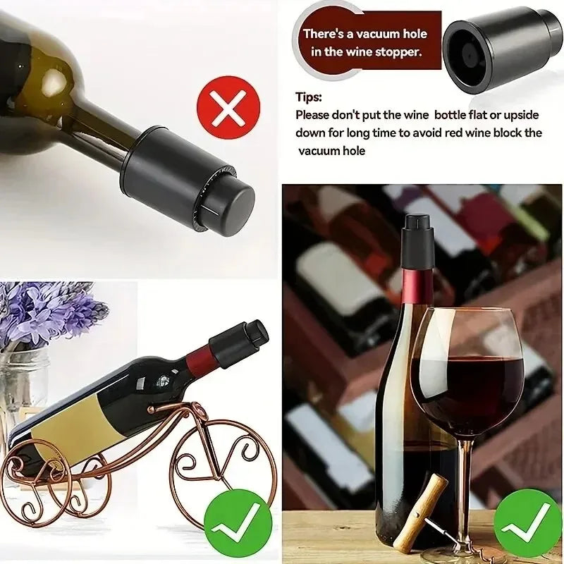 Vacuum Pump Wine Saver Cap Stopper Date Scale Record Retain Preserver for Wine Bottles Corkscrew Kitchen Automatic Keep Fresh