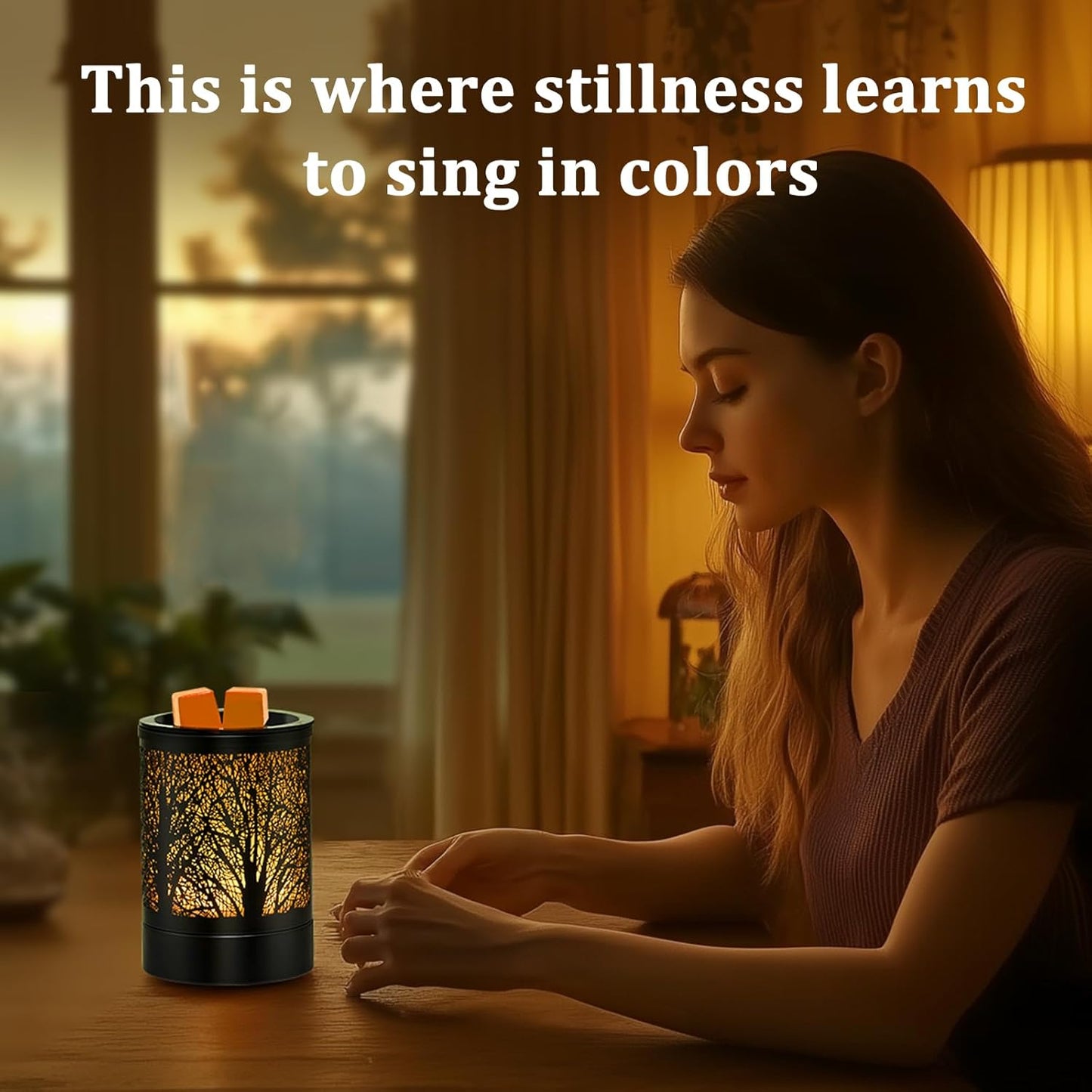 Fragrance Wax Melts Warmer with 7 Colors LED Changing Light Classic Black Forest Design Scent Oil Candle Warmer for Home Black Forest