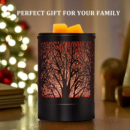 Fragrance Wax Melts Warmer with 7 Colors LED Changing Light Classic Black Forest Design Scent Oil Candle Warmer for Home Black Forest
