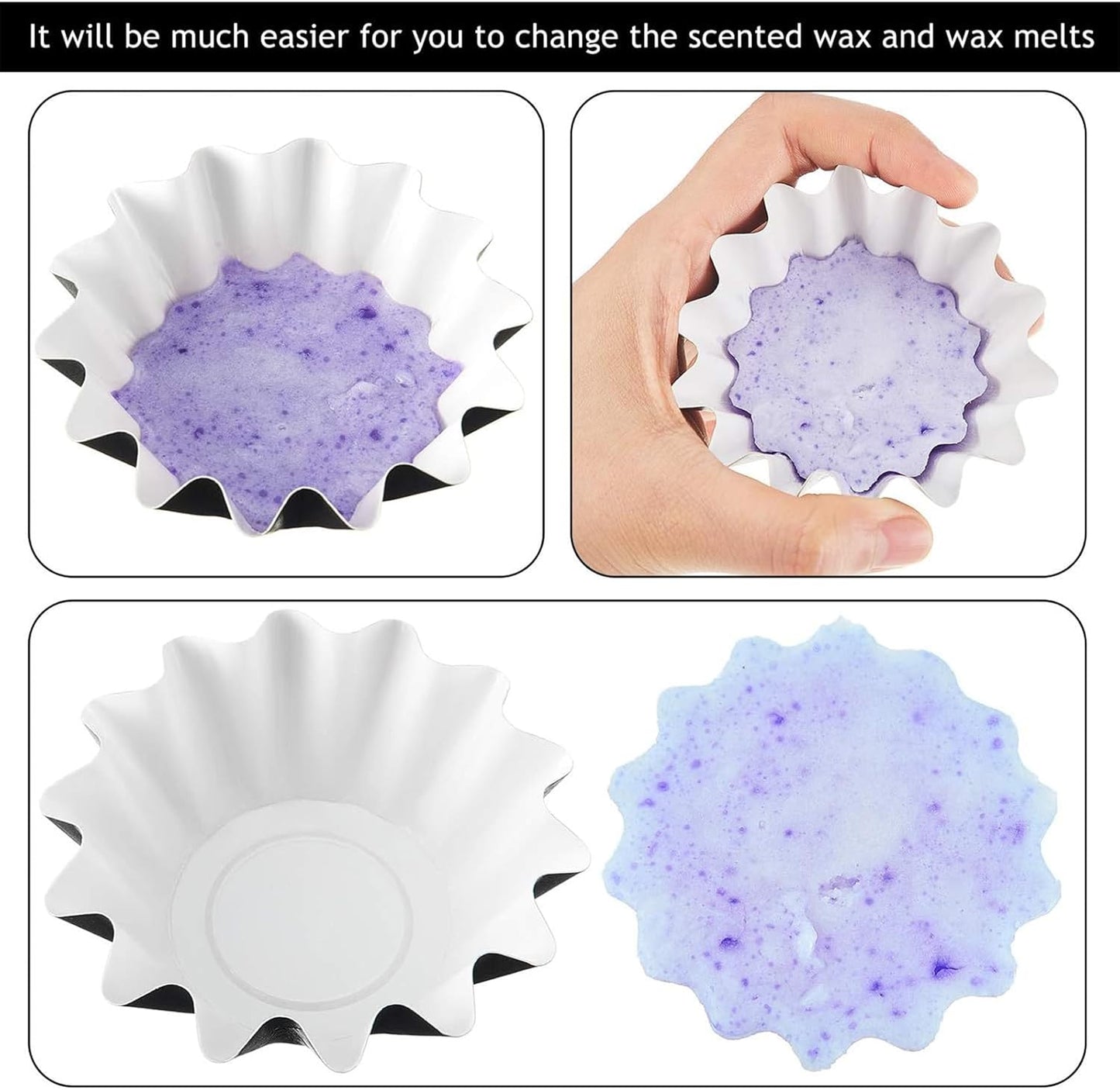 Wax Melt Liners Reusable Leakproof for Any Wax Cubes Waxes Warmer Containers Cups for Scented Candle Plug in Warmers Electric Waxes Melters Burner(Black,25 Pieces)
