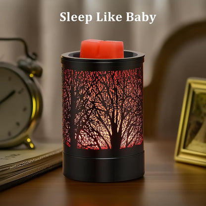 Fragrance Wax Melts Warmer with 7 Colors LED Changing Light Classic Black Forest Design Scent Oil Candle Warmer for Home Black Forest