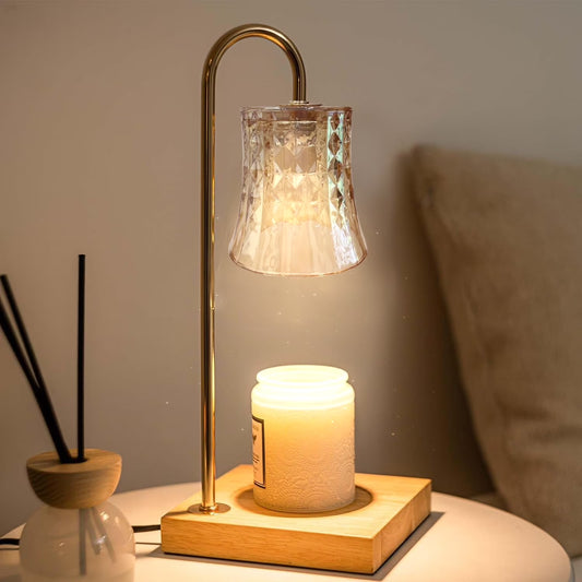 Candle Warmer Lamp with Timer & Dimmer, Wax Melt Warmer with 2 Bulbs for Jar Candles, Home Decoration Gifts for Women, Gold
