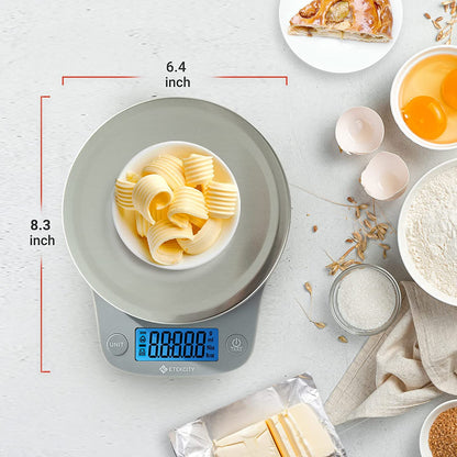0.1G Food Kitchen Scale, Digital Ounces and Grams for Cooking, Baking, Meal Prep, Dieting, and Weight Loss 11Lb/5Kg 304 Stainless Steel