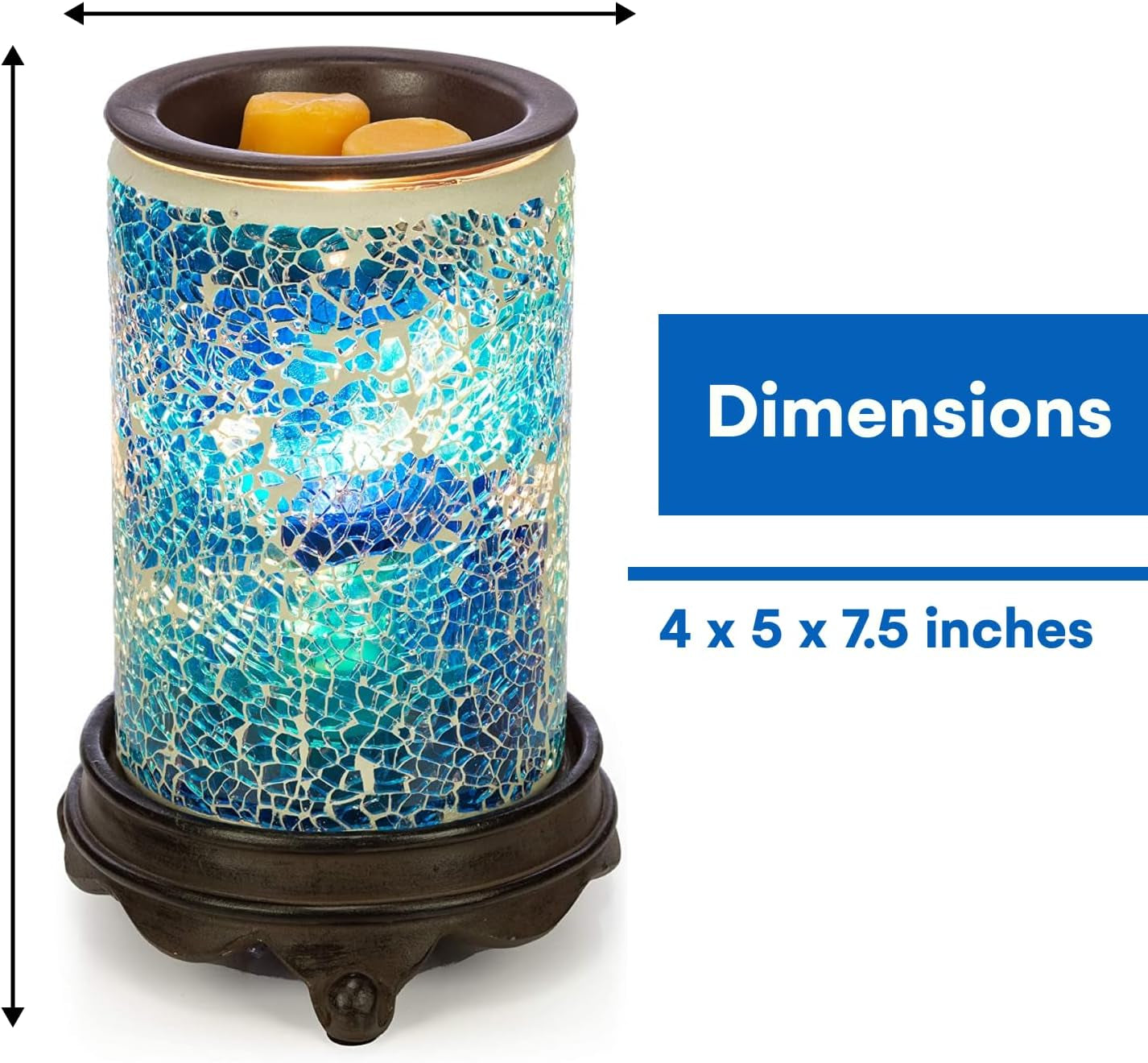 Wall Plug-In Wax Warmer - Mosaic Glass Mediterranean Blue Electric Fragrance Candle Warmer and Night Light - for Scented Wax, Essential Oils, Candle Wax Melts, Tarts - Scent Warmer Night Light