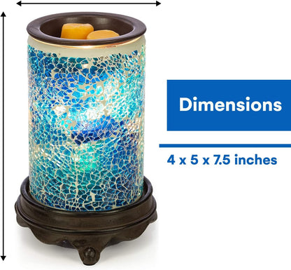 Wall Plug-In Wax Warmer - Mosaic Glass Mediterranean Blue Electric Fragrance Candle Warmer and Night Light - for Scented Wax, Essential Oils, Candle Wax Melts, Tarts - Scent Warmer Night Light