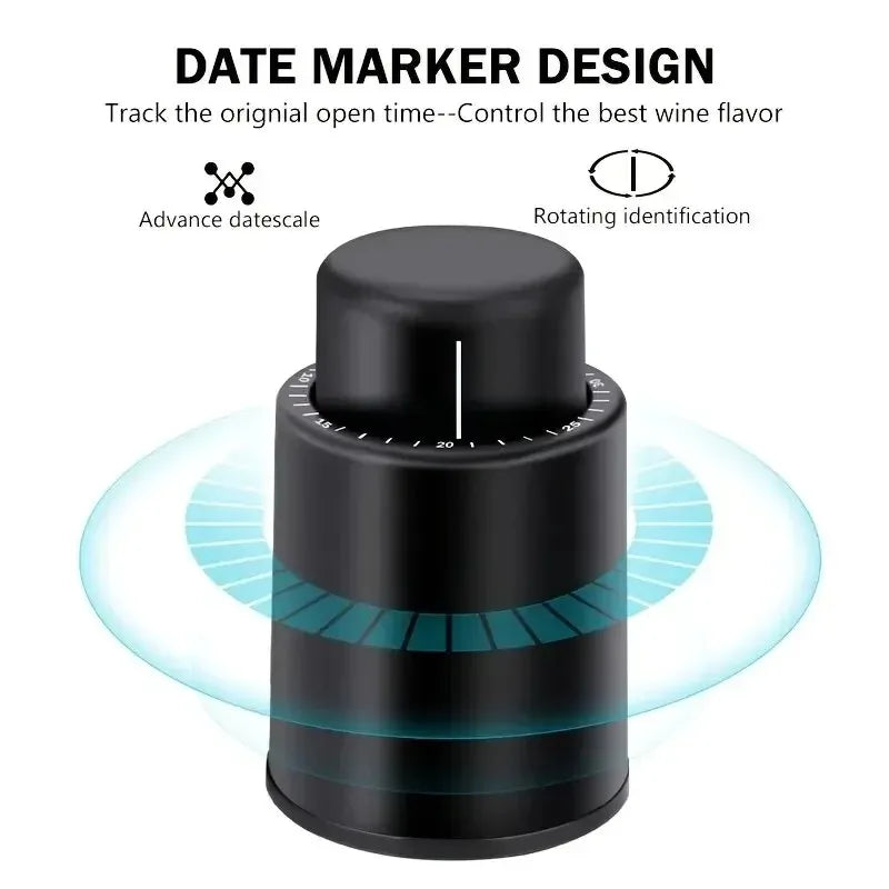 Vacuum Pump Wine Saver Cap Stopper Date Scale Record Retain Preserver for Wine Bottles Corkscrew Kitchen Automatic Keep Fresh