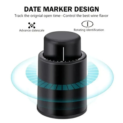 Vacuum Pump Wine Saver Cap Stopper Date Scale Record Retain Preserver for Wine Bottles Corkscrew Kitchen Automatic Keep Fresh