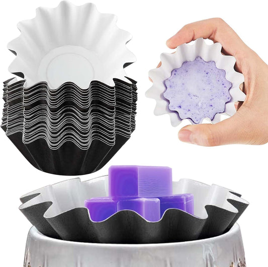 Wax Melt Liners Reusable Leakproof for Any Wax Cubes Waxes Warmer Containers Cups for Scented Candle Plug in Warmers Electric Waxes Melters Burner(Black,25 Pieces)